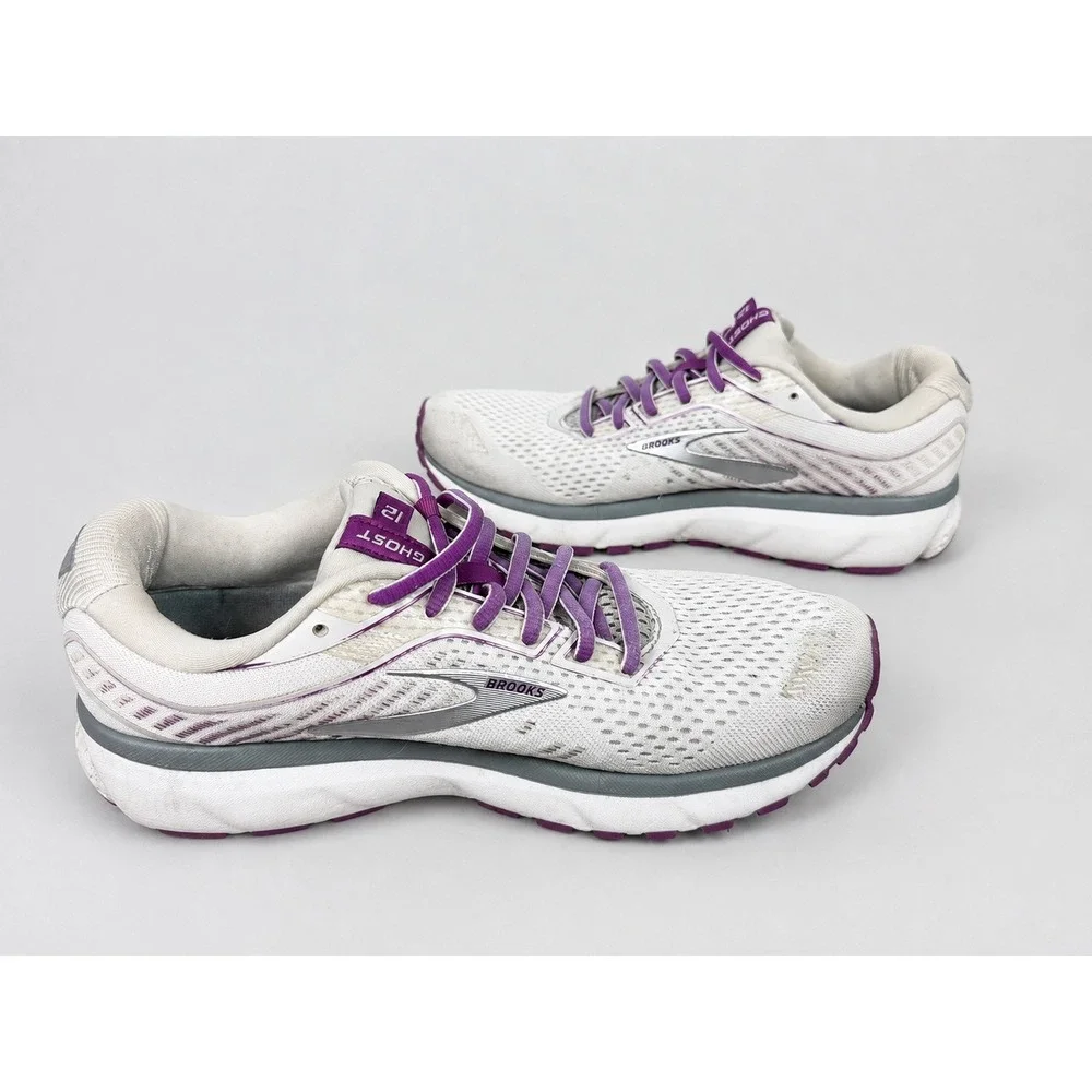 Brooks Ghost 12 Womens Running Shoes White Purple 1203051B185